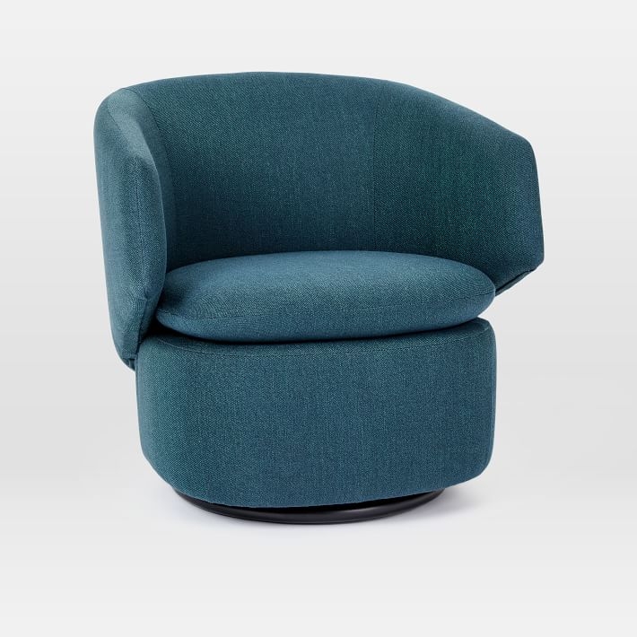 Crescent Swivel Chair, Performance Velvet, Lagoon - Image 1