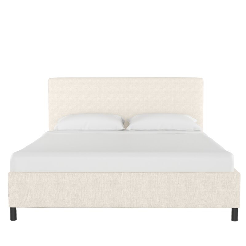 Keating Upholstered Platform Bed - King, White - Image 0
