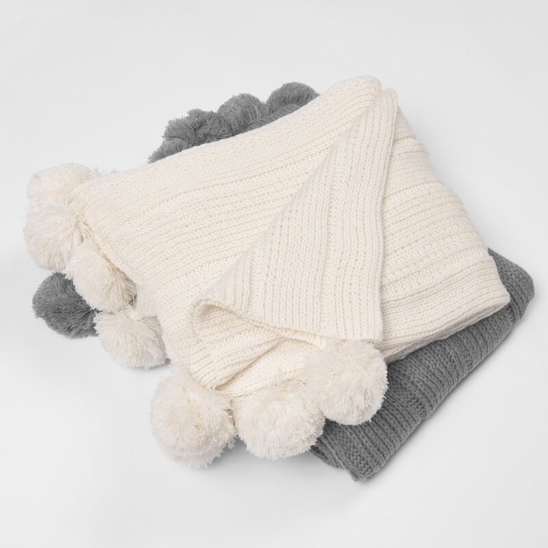 Belton Knitted Pom Throw - Image 0