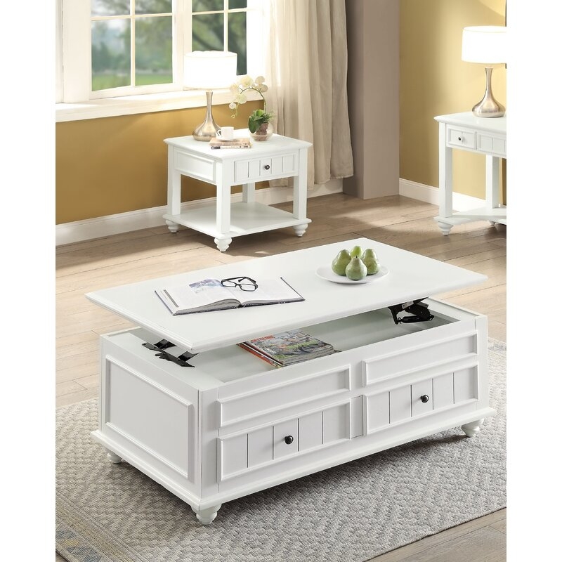 Sara Coffee Table with Lift Top - White - Image 2