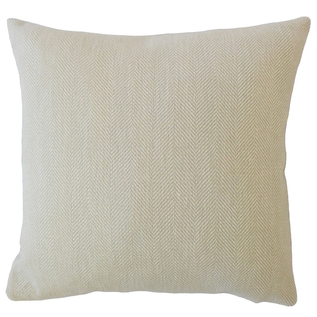 Linen Herringbone Pillow, Cement, 18" x 18" - Image 0