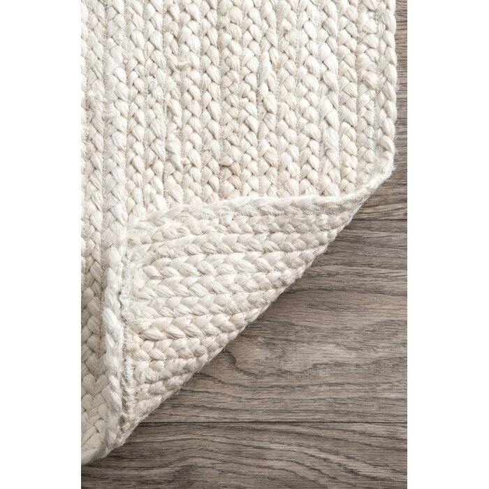 Malaysia Handmade Braided Jute/Sisal Off White/ Cream Beige Area Rug - Image 0