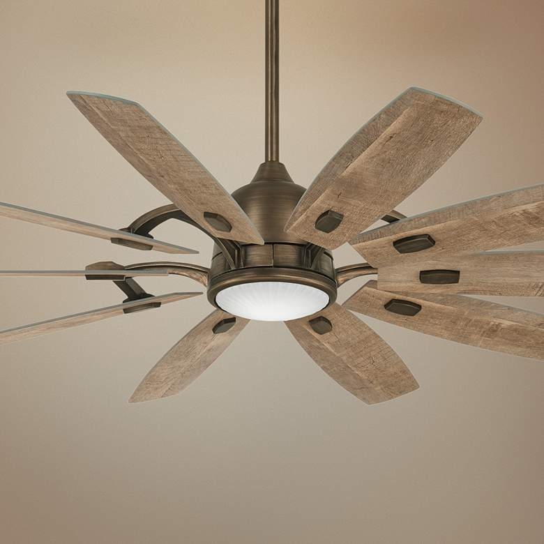 65" Minka Aire Barn Heirloom Bronze LED Ceiling Fan - Image 0