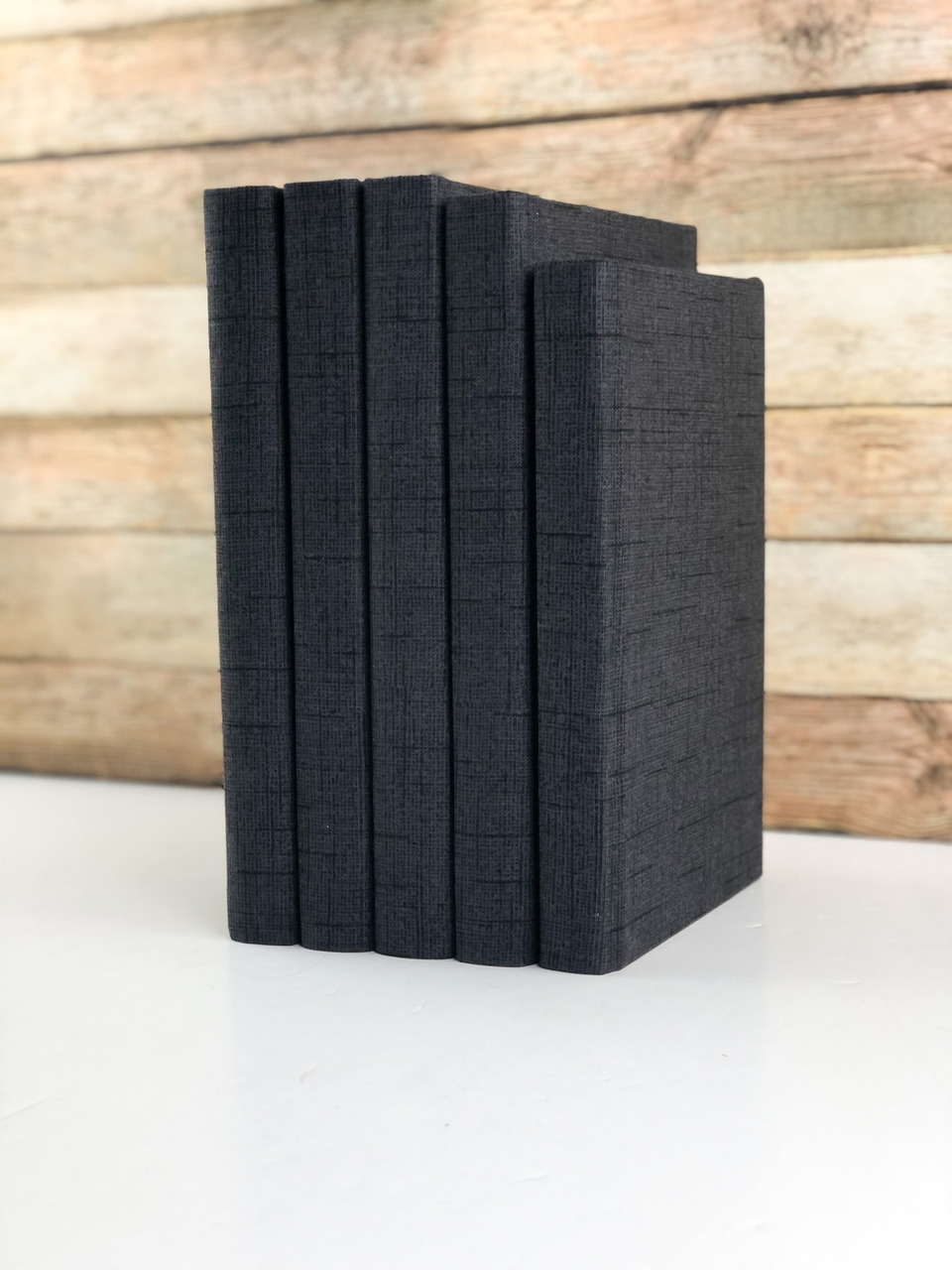 Decorative Books, Textured Black, Set of 3 - Image 1