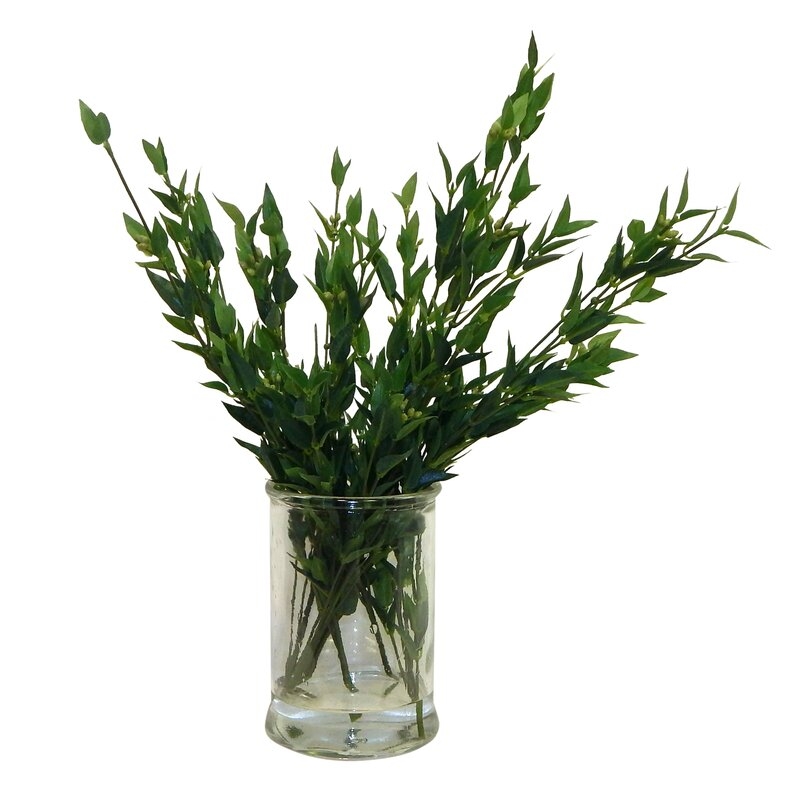 Fresh Cut Greenery Glass Floral Arrangement in Vase - Image 0