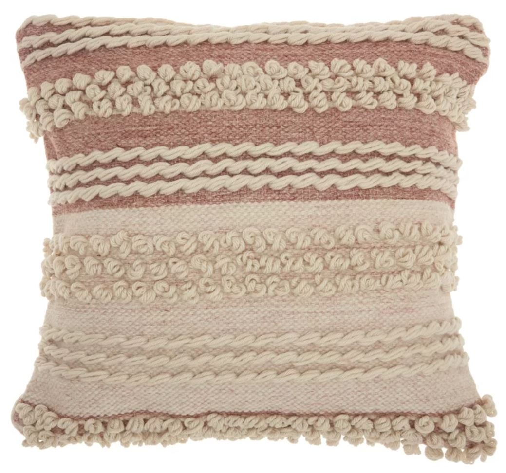 Ellijay Bohemian Textured Throw Pillow (Blush) - Image 2