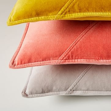 Washed Cotton Velvet Pillow Cover, Set of 2, Dark Horseradish, 18"x18" - Image 1