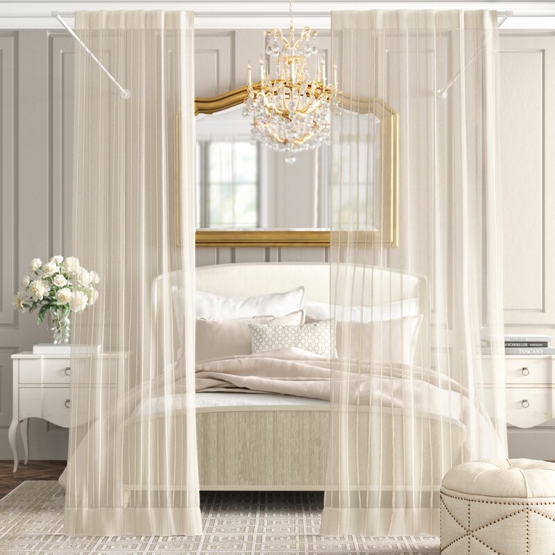 Cinglia Sheer Striped Rod Pocket Single Curtain Panel - Image 2