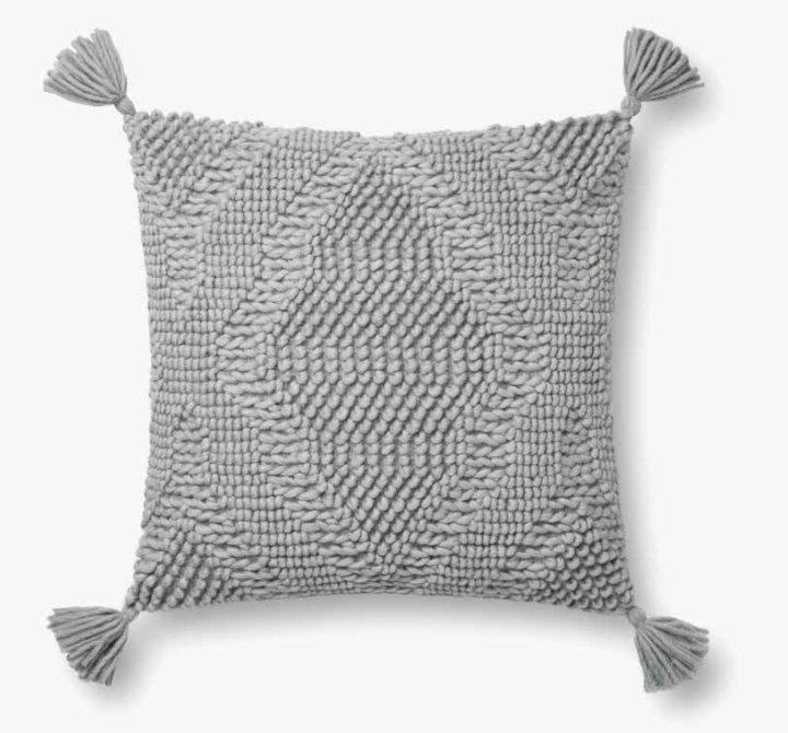 Woven Tassel Throw Pillow, Gray, 18" x 18" - Image 0
