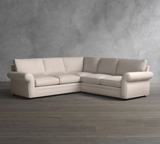 Pearce Roll Arm Upholstered 2-Piece L-Shaped Sectional, Down Blend Wrapped Cushions, Basketweave Slub Oatmeal - Image 2