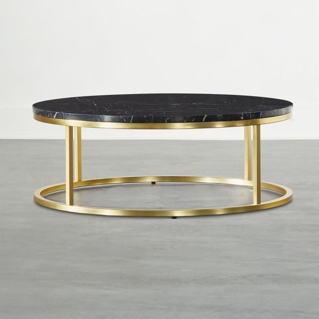 Smart Brass Coffee Table with Black Marble Top - Image 0