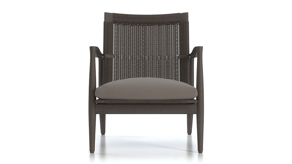 Sebago Midcentury Rattan Chair with Fabric Cushion - Image 1