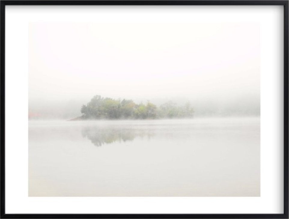 The Island art- Rich Black wood frame with white border -  40x30 - Image 0