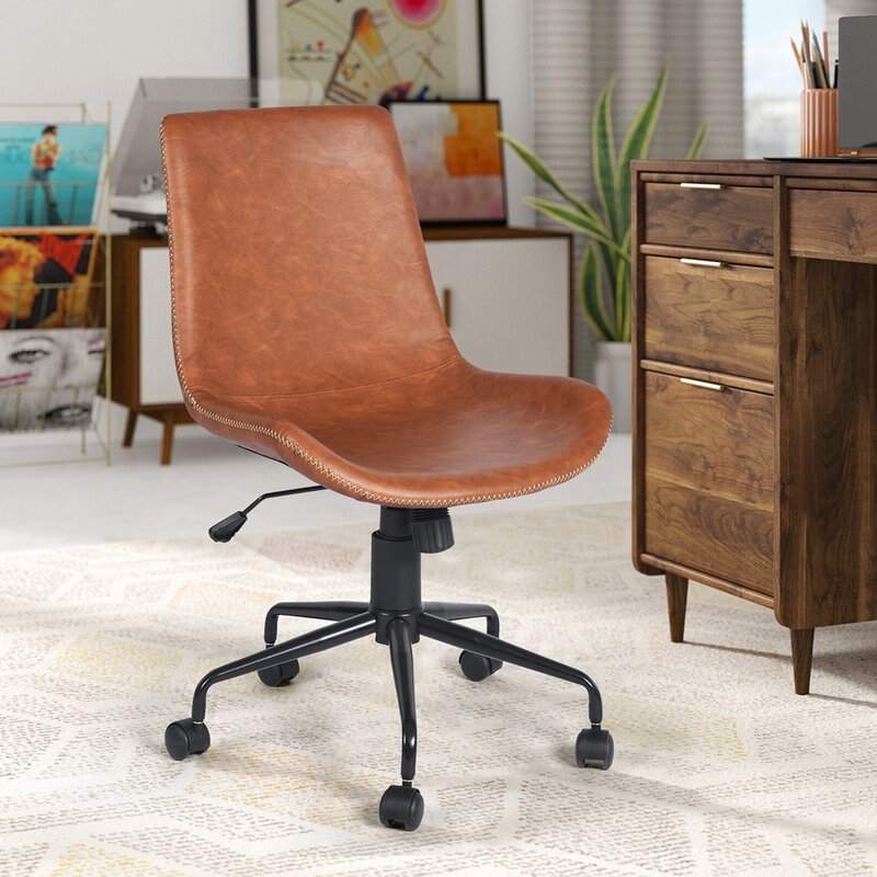 Erika Vintage Upholstered Faux Leather Task Chair - Image 4