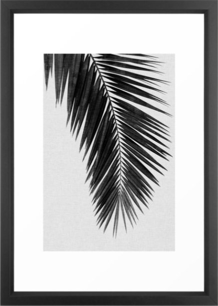 Palm Leaf Black and White I, 20"x26", Vector Black Framed - Image 0