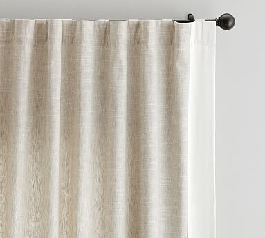 Emery Framed Border Linen Curtain, 50 X 84", Oatmeal/Ivory - Image 3