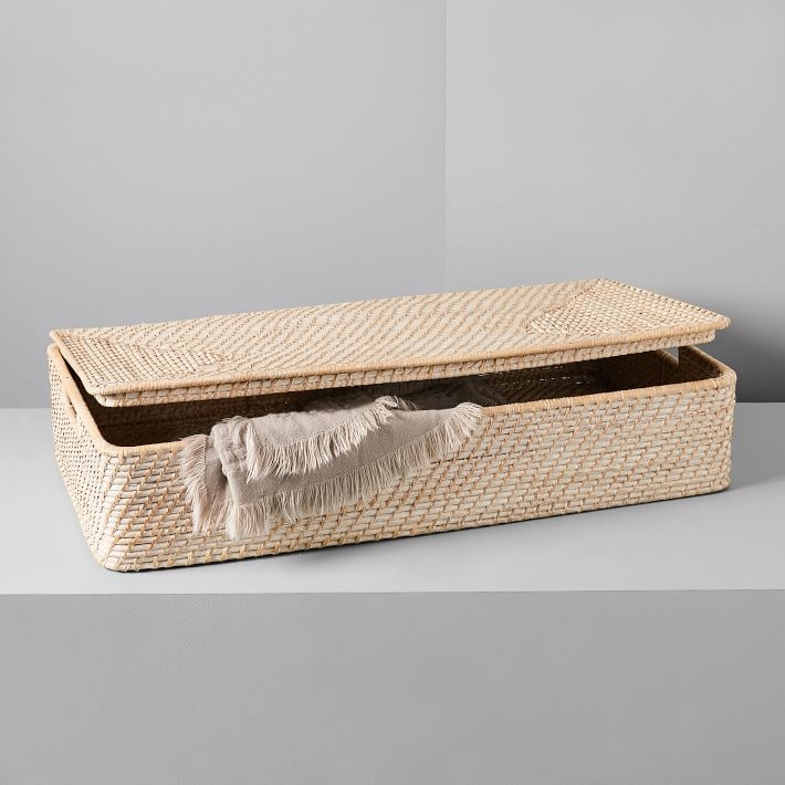 Modern Weave Underbed Storage Basket, Whitewashed - Image 0