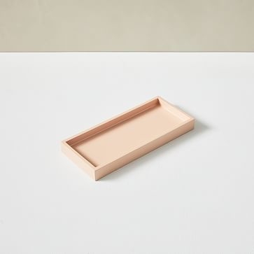 Slim Lacquer Tray, Small, Blush, Wood Composite, Small - Image 0