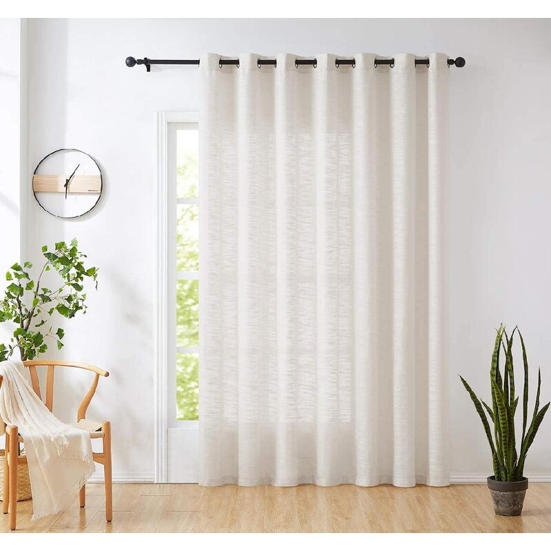 Linen Semi-Sheer Grommet Single Curtain Panel - Image 1