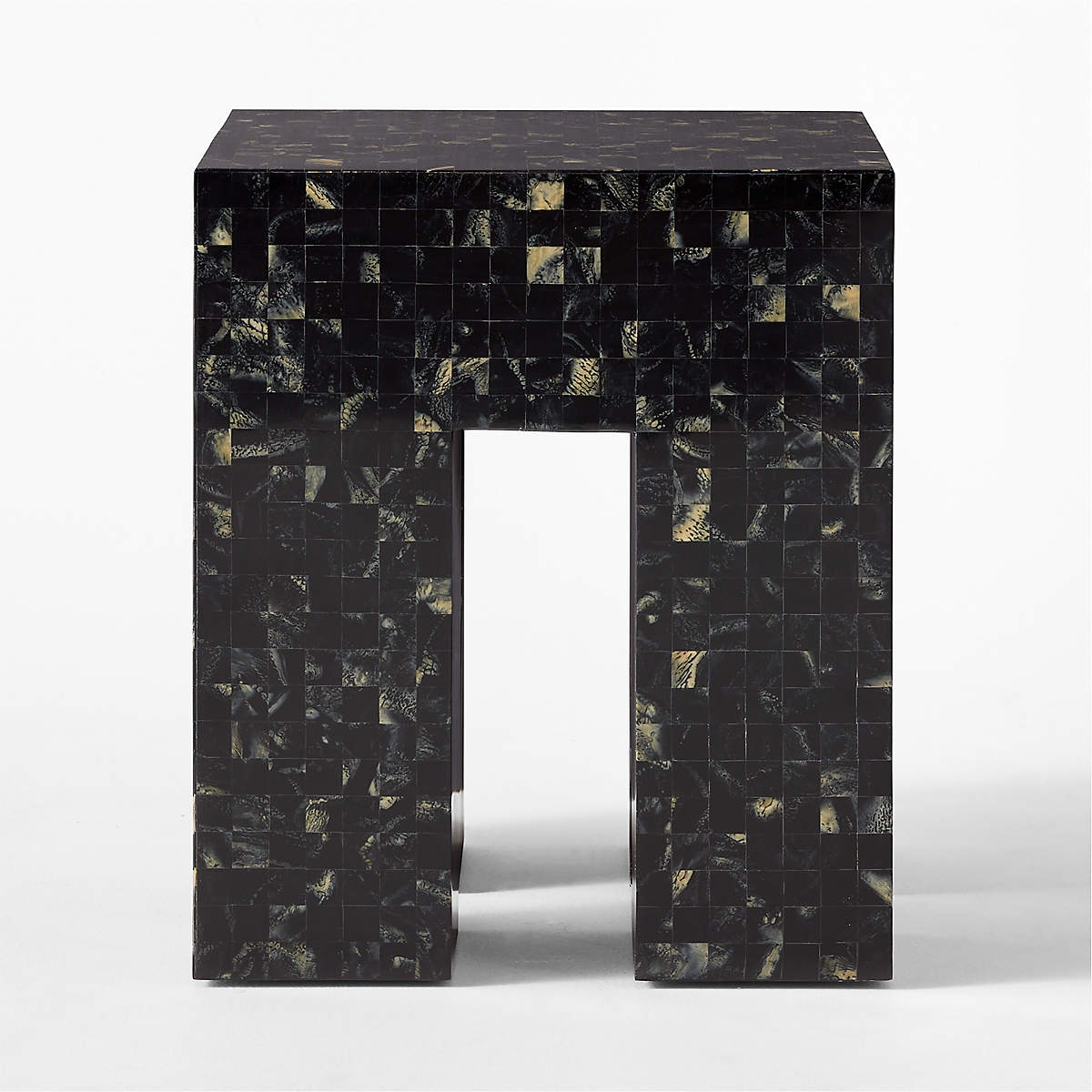 SCATOLA FAUX HORN BLACK SIDE TABLE - Image 2