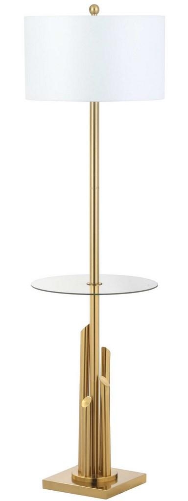 Ambrosio Floor Lamp Side Table - Gold/White - Safavieh - Image 1