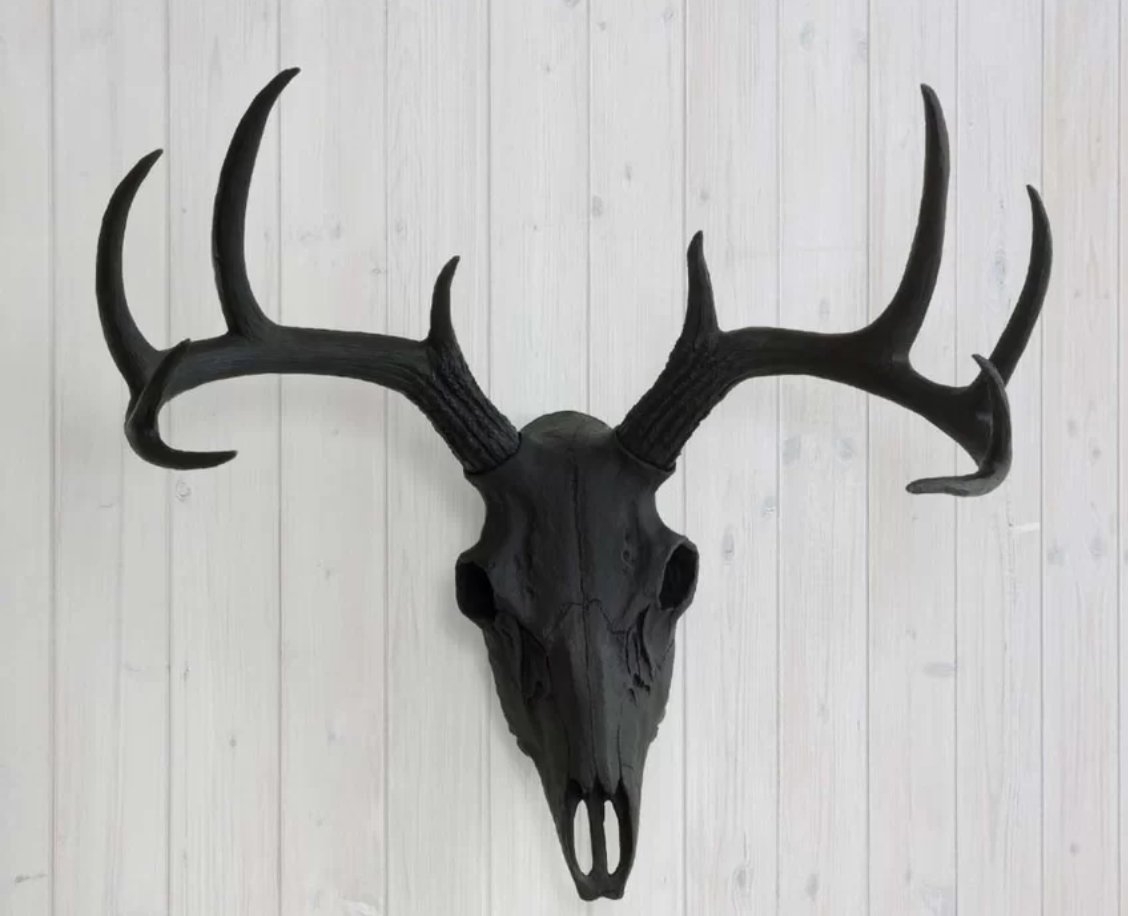 Faux Taxidermy Deer Head Skull Wall Décor - black - Image 0
