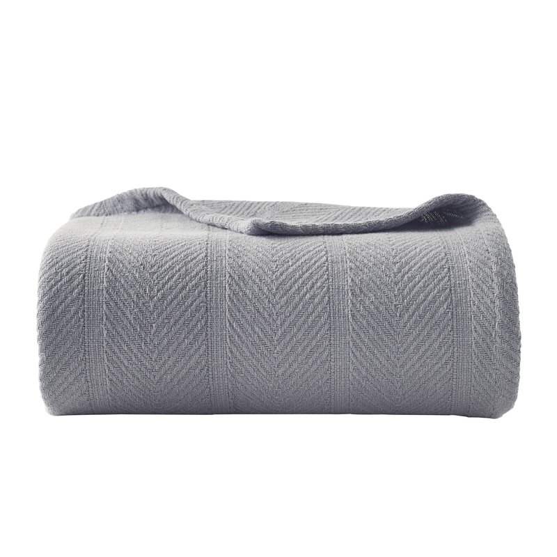 Herringbone Cotton Blanket - Gray - King - Image 0