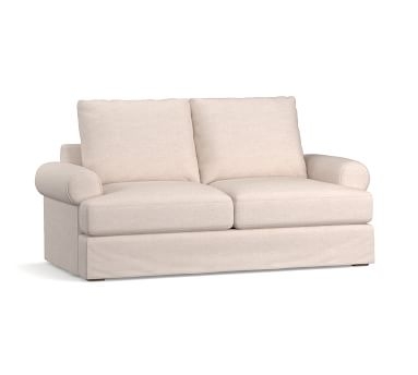 Canyon Roll Arm Slipcovered Sofa, Down Blend Wrapped Cushions, Basketweave Slub Ash - Image 2