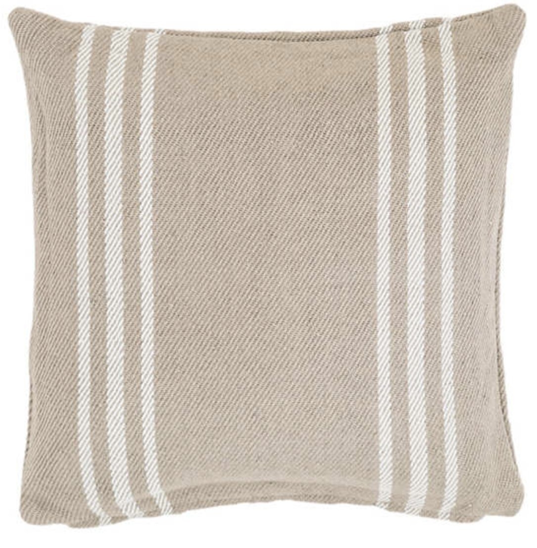 Cape Stripe Platinum/White Indoor/Outdoor Pillow - Image 0