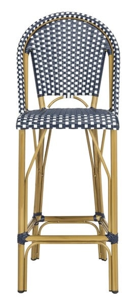 Ford Indoor-Outdoor Stacking French Bistro Bar Stool - Navy/White - Safavieh - Image 0