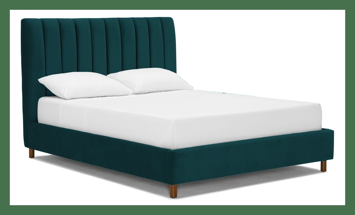 Lotta Mid Century Modern Bed - Queen - Royale Peacock  - Mocha - Image 0
