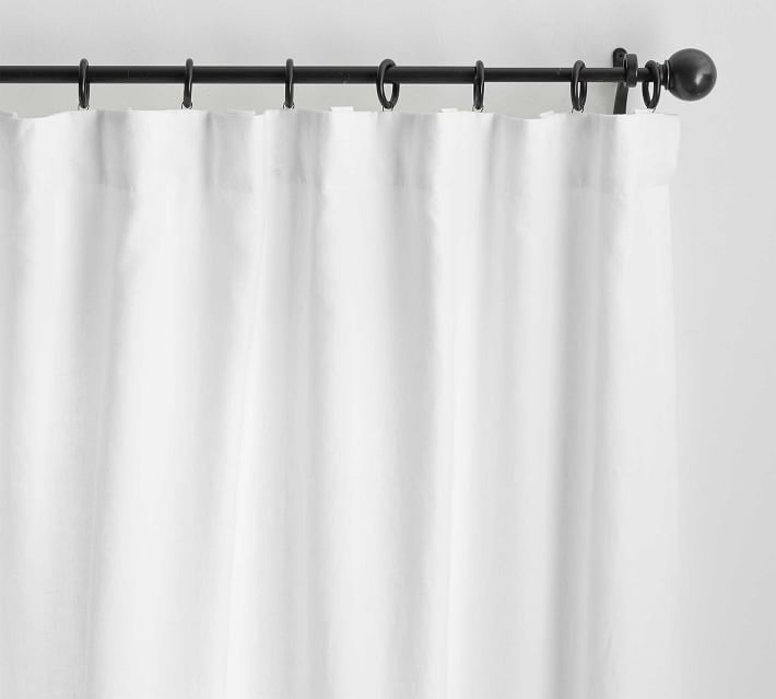 Custom Belgian Flax Linen Curtain, White, 48 x 120" - Image 0