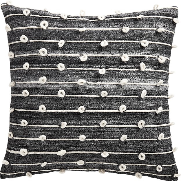 20" MARGAUX DARK GREY FRENCH KNOT PILLOW WITH DOWN-ALTERNATIVE INSERT - Image 0