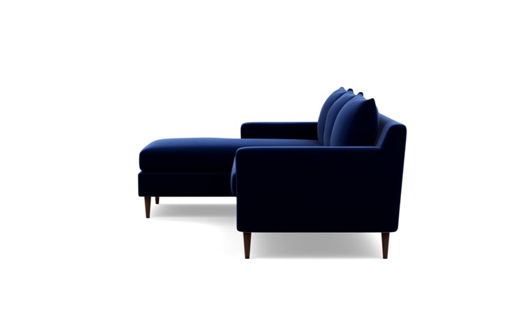 SLOAN Sectional Sofa with Left Chaise Oxford Blue - Mod Velvet, Oiled Walnut Tapered Round Wood Leg, 96" L, Bench Cushion - Image 2