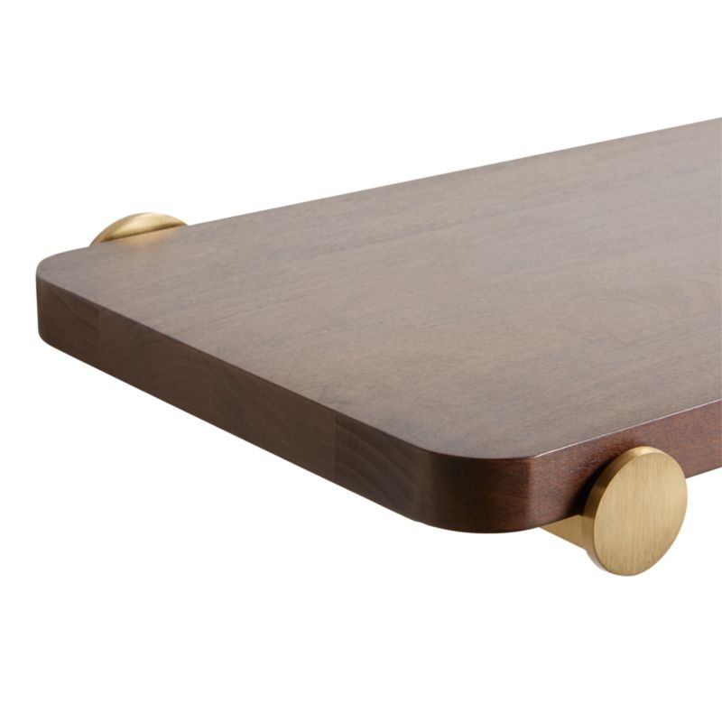 Riggs 36" Walnut Shelf with Brass Duo Band Brackets - Image 3