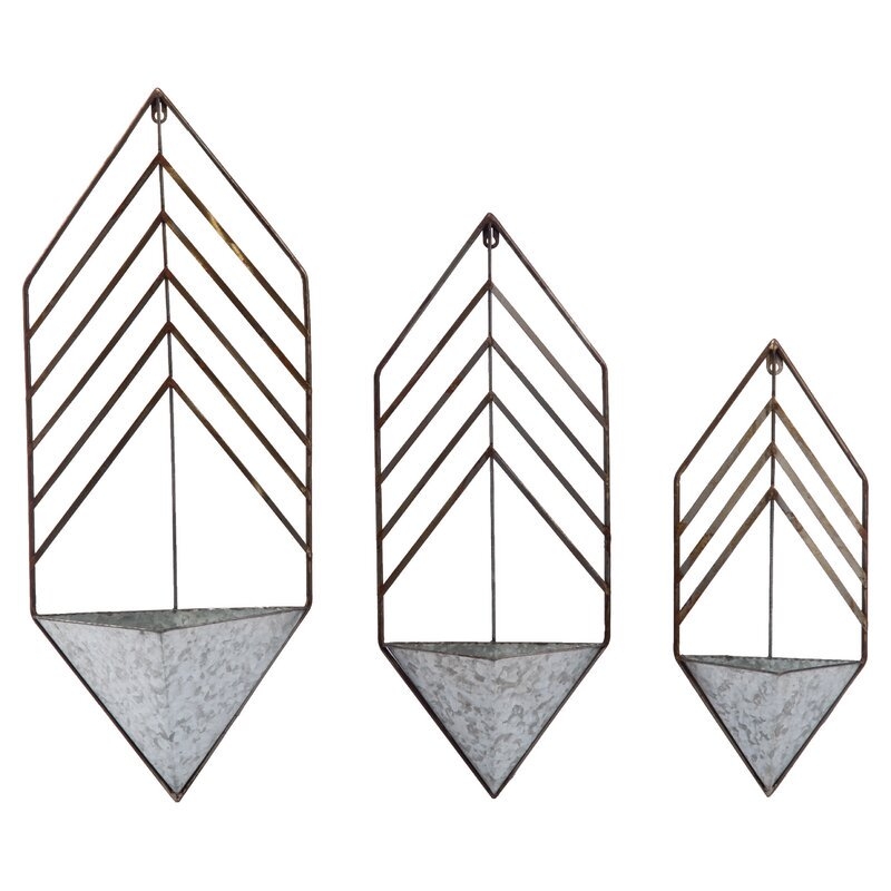 3 Piece Spring Geometric Nested Metal Wall Planter Set - Image 0