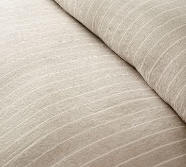 Belgian Flax Linen Striped Duvet Cover, Full/Queen - Image 1