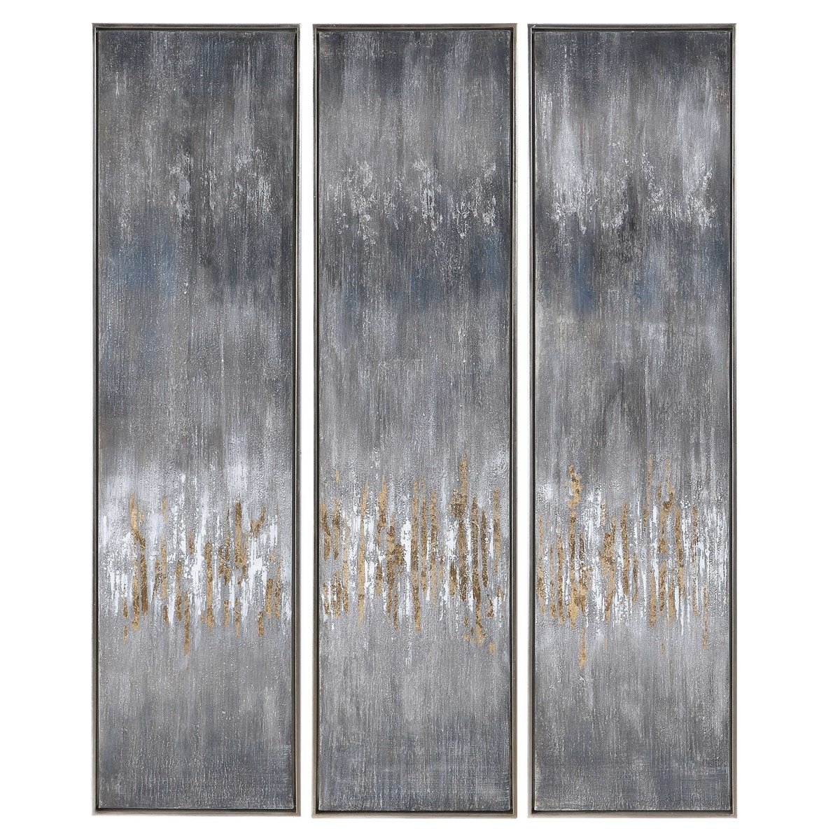 GRAY SHOWERS HAND PAINTED CANVASES, S/3 - Image 0