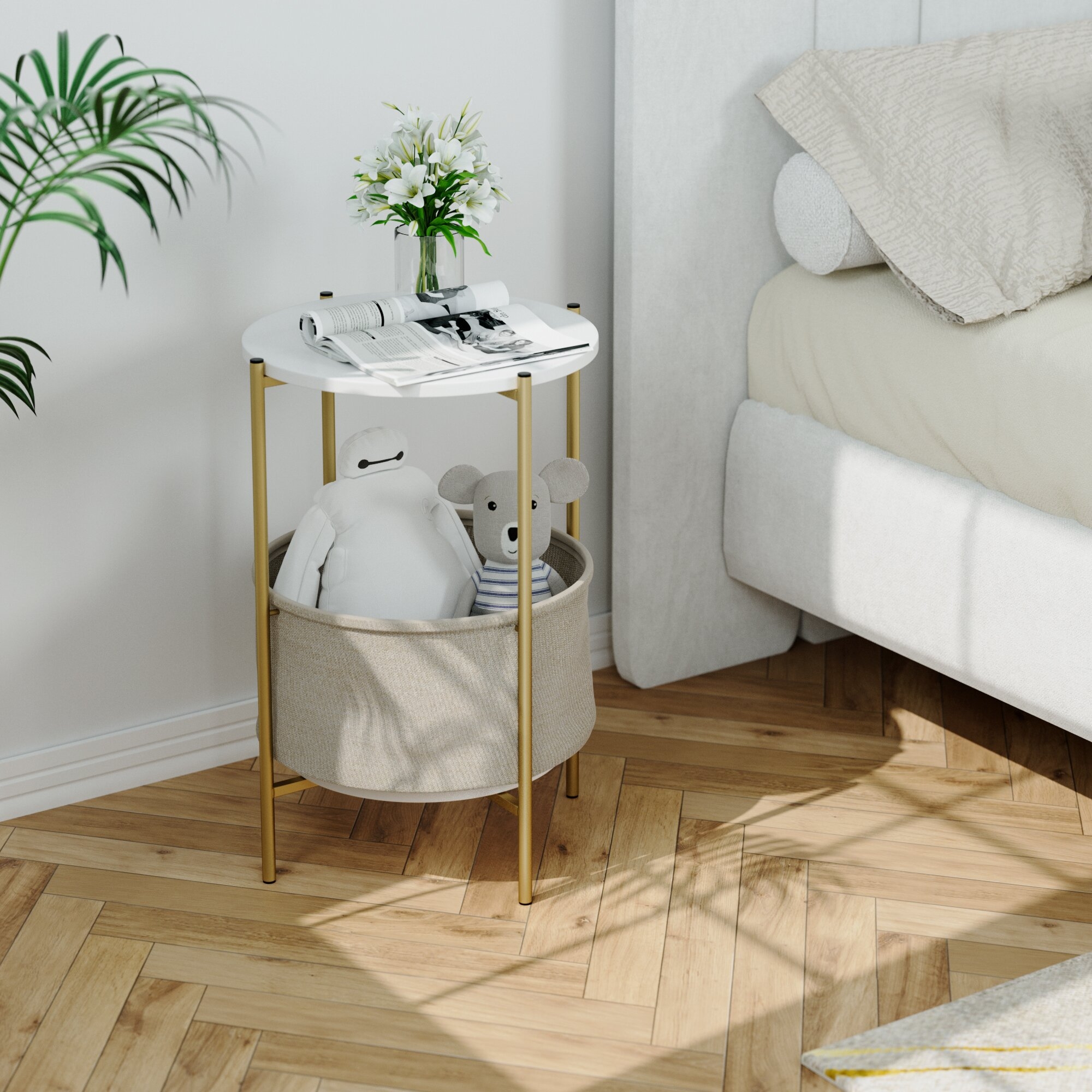 Sofa Side Table Snack Table/End Table For Coffee Laptop Stand Nightstand Round - Image 1