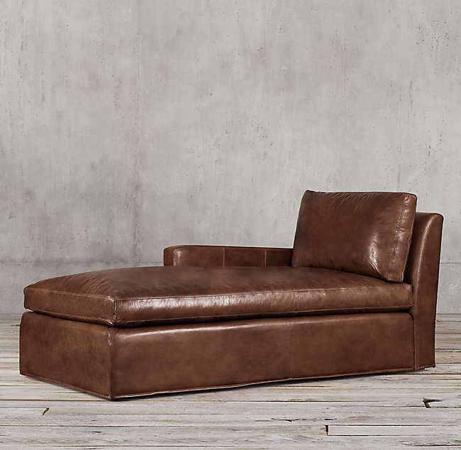 BELGIAN TRACK ARM LEATHER LEFT-ARM CHAISE-Truffle - Image 0