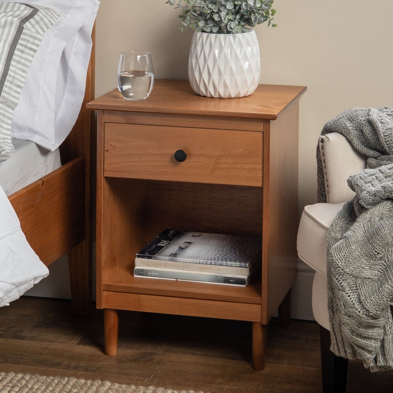 Modern 1 Drawer Nightstand - Caramel - Image 1