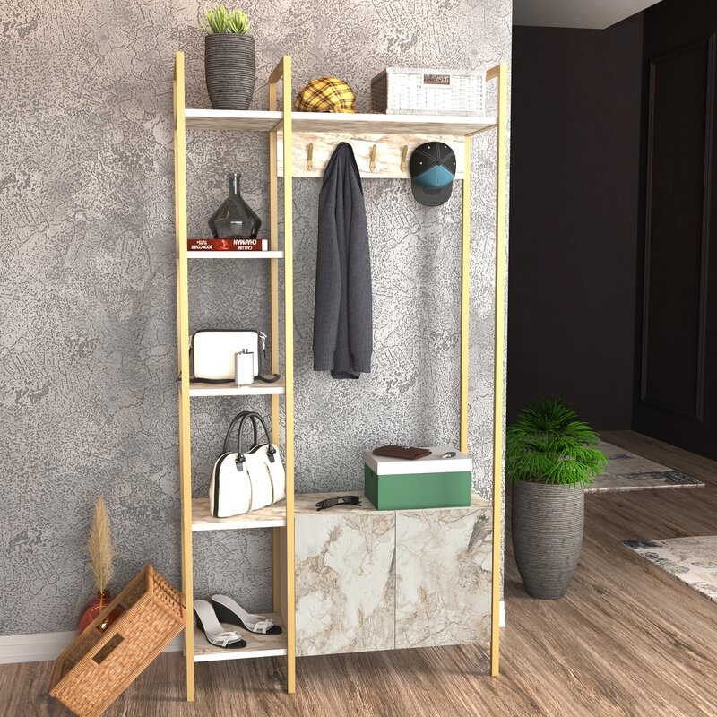 Musso Steel Hall Tree with Shoe Storage - Image 0