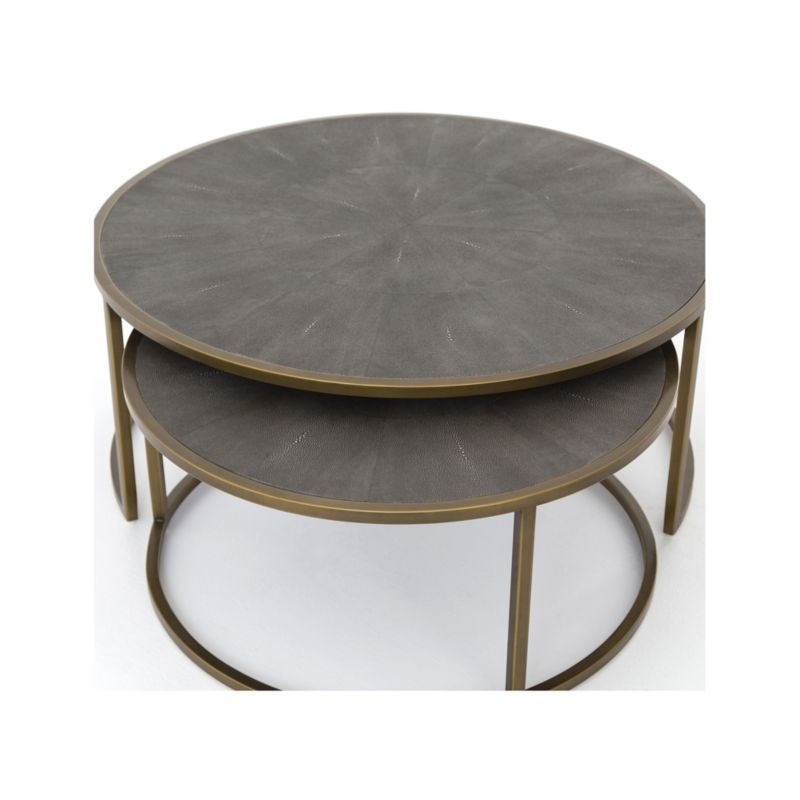 Shagreen Antique Brass Nesting Coffee Tables - Image 2