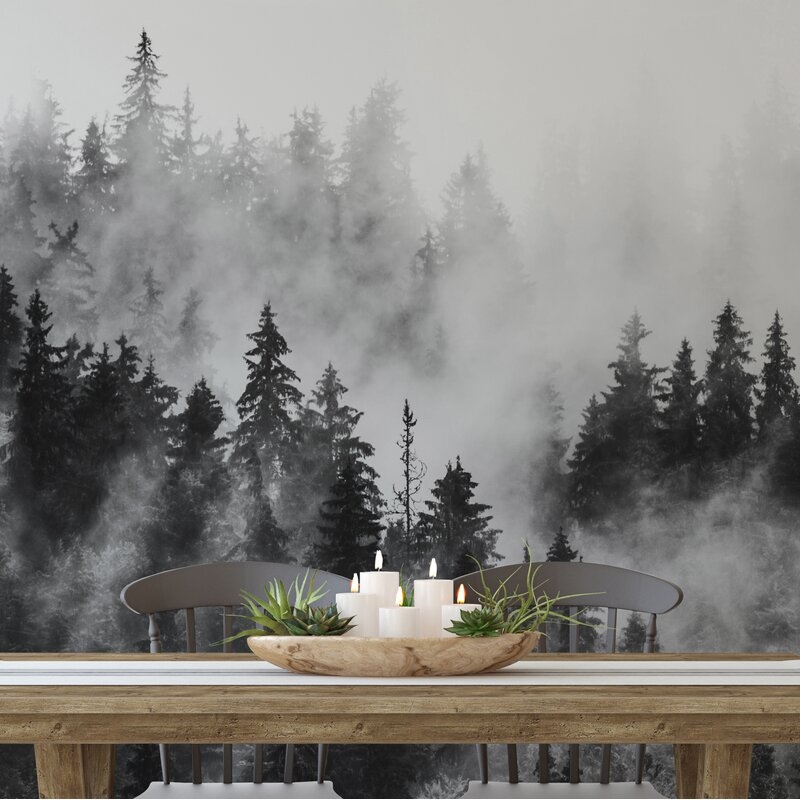 Jed Morning Forest Fog Paintable Wall Mural - Image 1