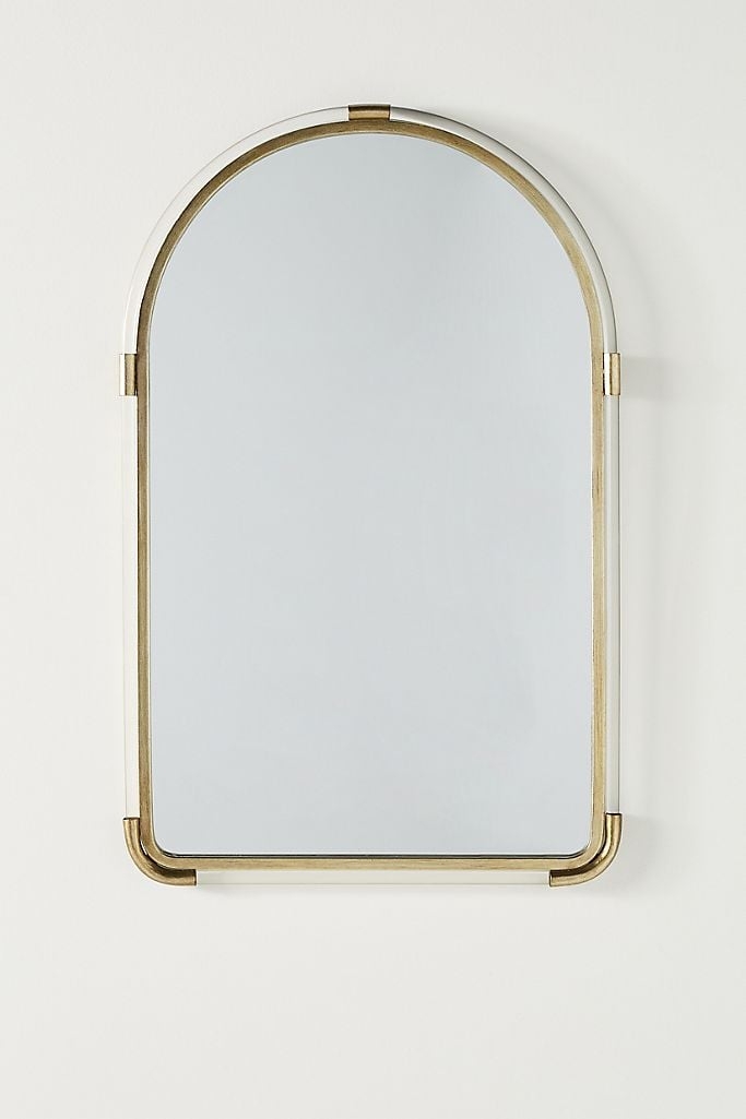Joan Lucite and Brass Arched Mirror - Image 1