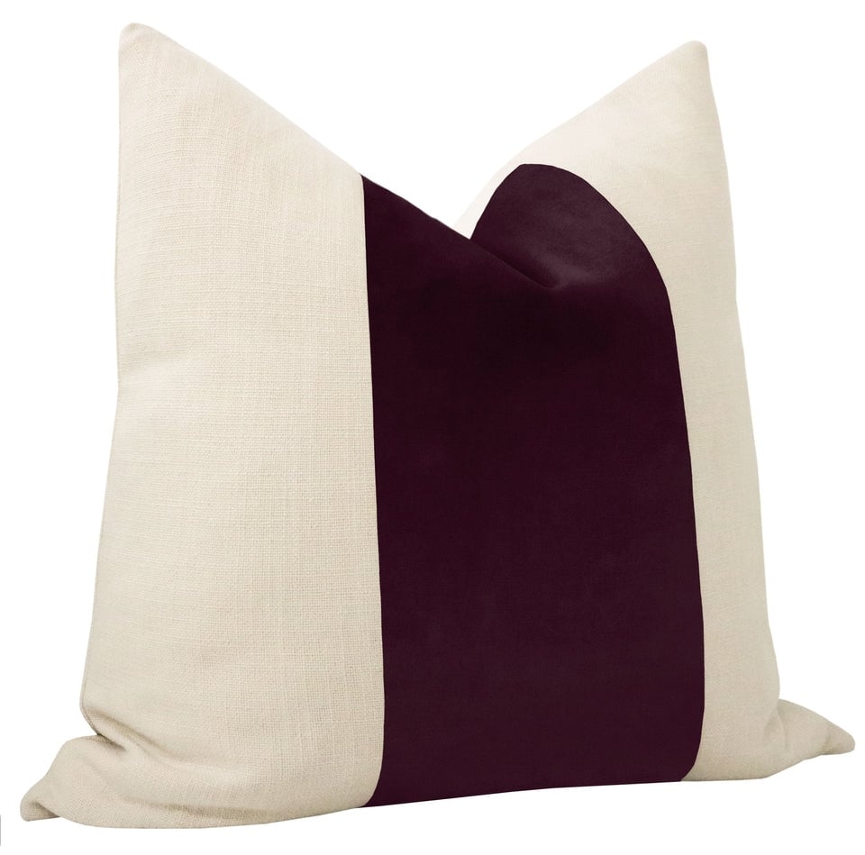Panel Classic Velvet Pillow Cover, Mulberry, 18" x 18" - Image 1