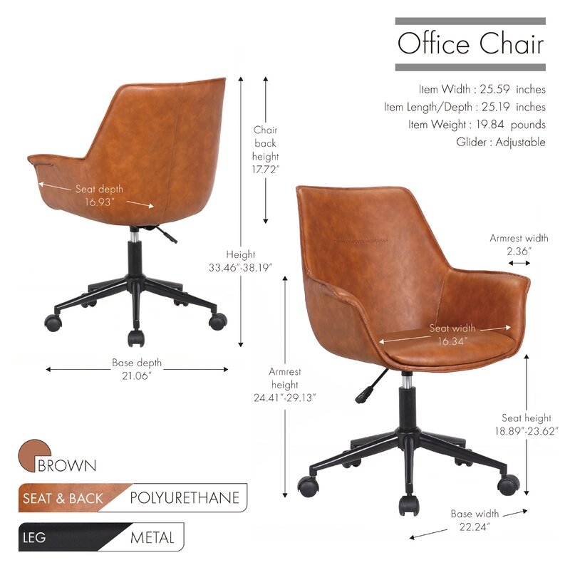 Zora Polyurethane Office Chair - Image 2