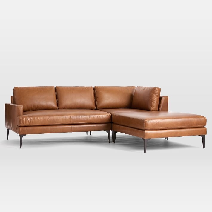 Andes Leather 3-Piece Chaise Sectional- Large - Right Arm Sofa + Ottoman + Corner - Image 0