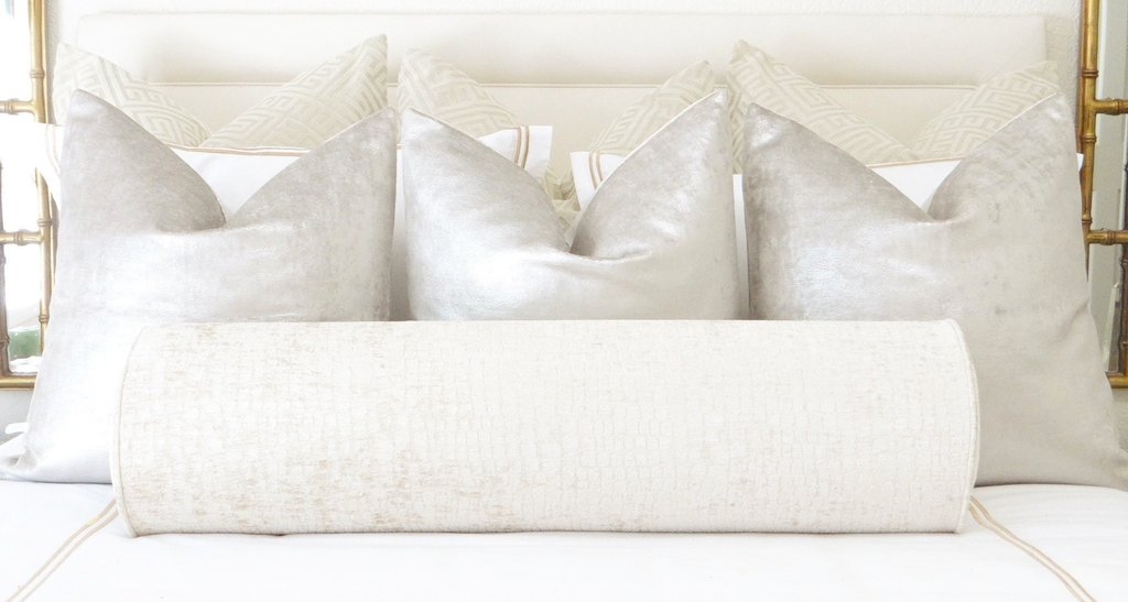 Sueded Metallic Velvet Pillow Cover, Silver, 18" x 18" - Image 1