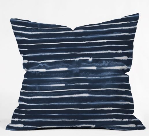 Navy Ink Stripes by Ninola Design, Throw Pillow, 20" x 20" - Image 0